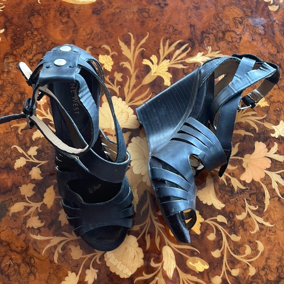 NINE WEST work pumps heels lot Black wedge sandals & perfect pumps sz6 6.5 - Picture 2 of 7